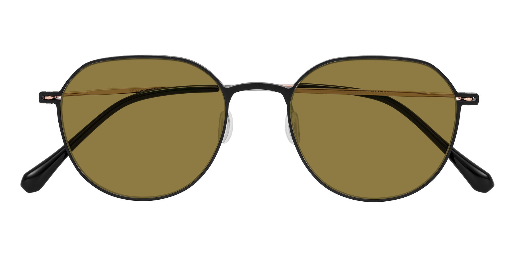 Folded Front of Pineda in Black/Rose Gold with Brown Polarized Lenses
