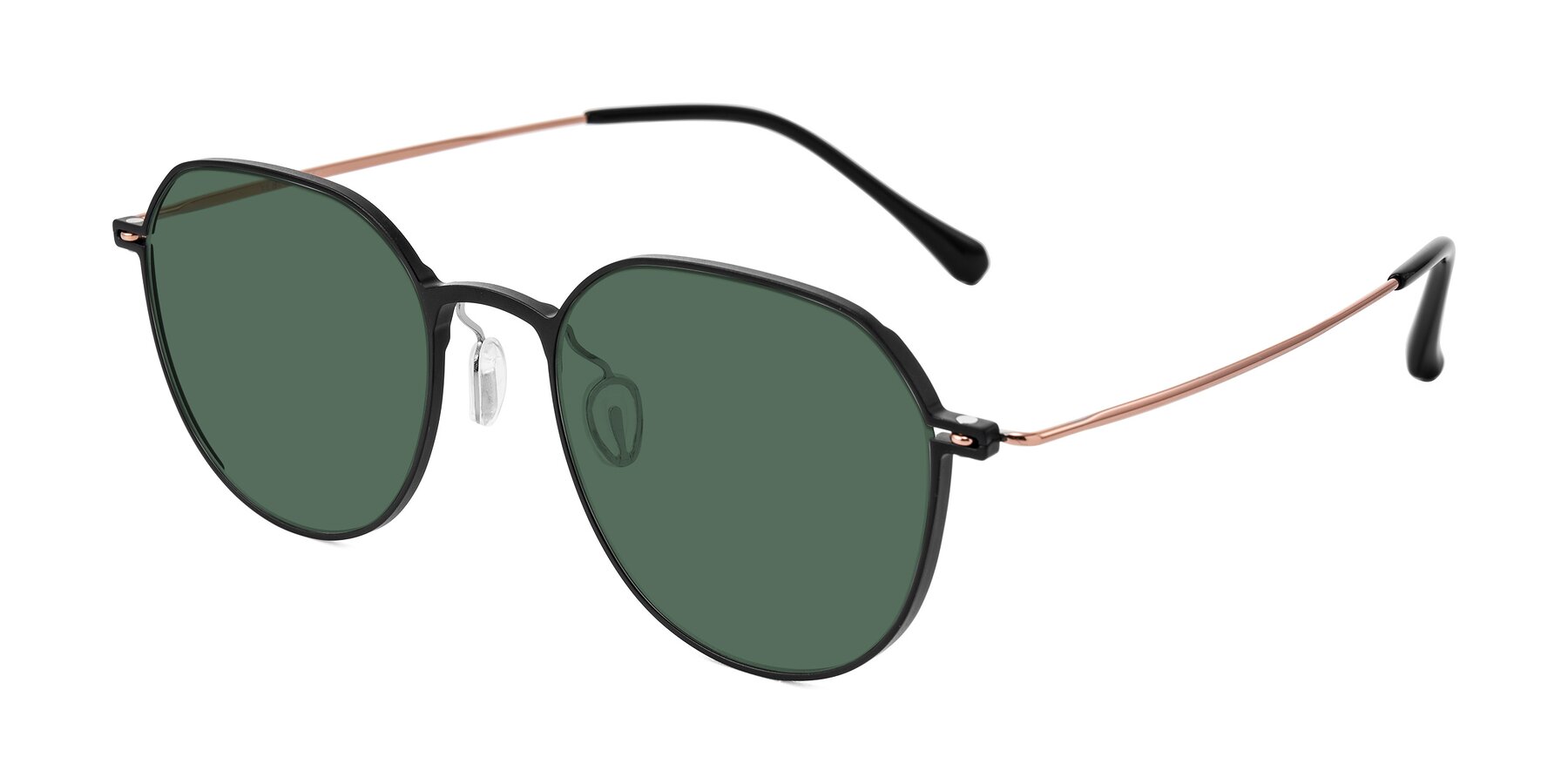 Angle of Pineda in Black/Rose Gold with Green Polarized Lenses