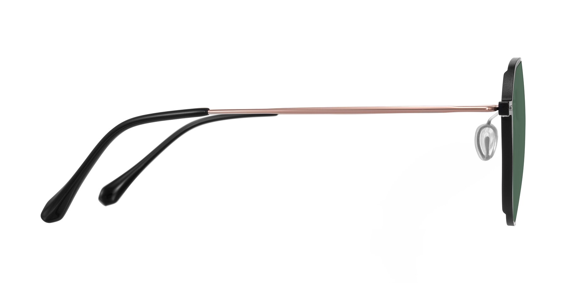 Side of Pineda in Black/Rose Gold with Green Polarized Lenses