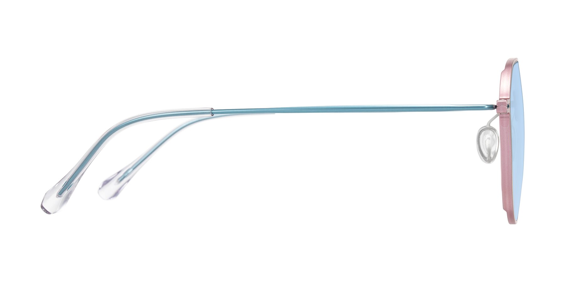 Side of Pineda in Pink/Blue with Light Blue Tinted Lenses