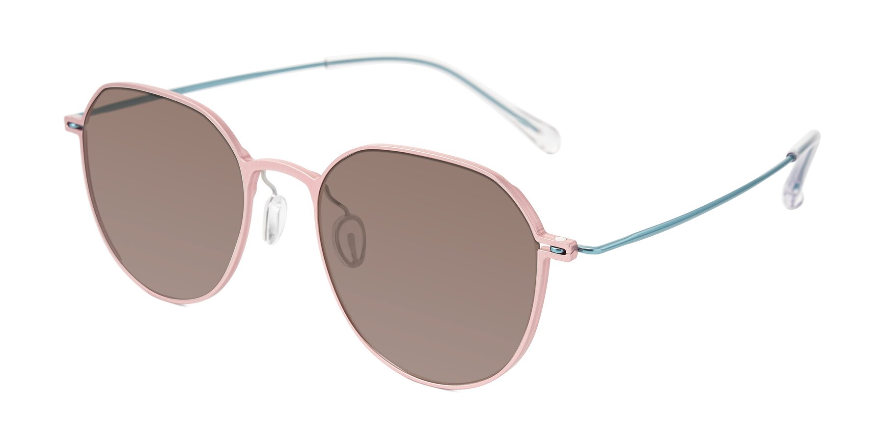 Angle of Pineda in Pink/Blue with Medium Brown Tinted Lenses