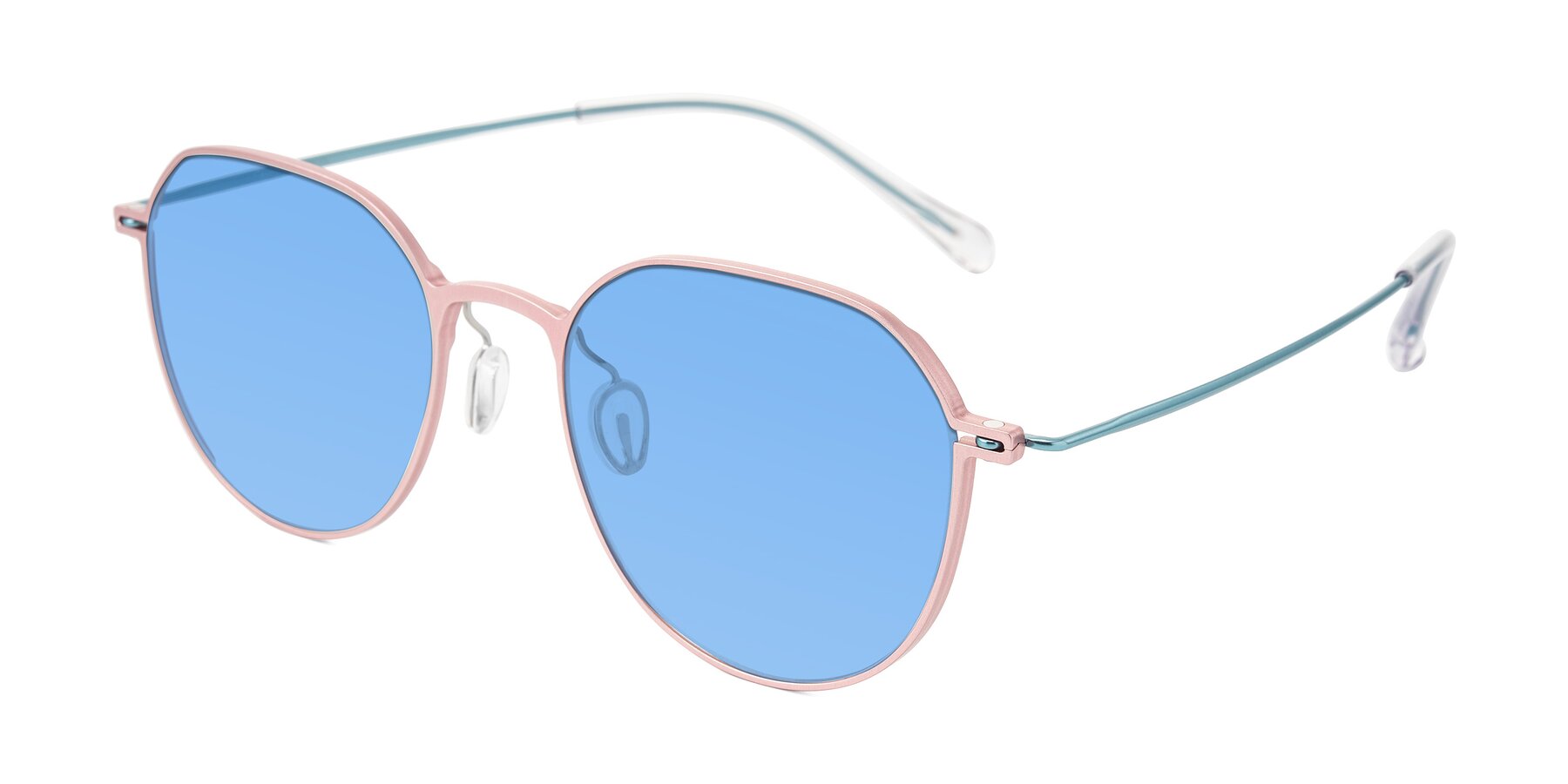 Angle of Pineda in Pink/Blue with Medium Blue Tinted Lenses