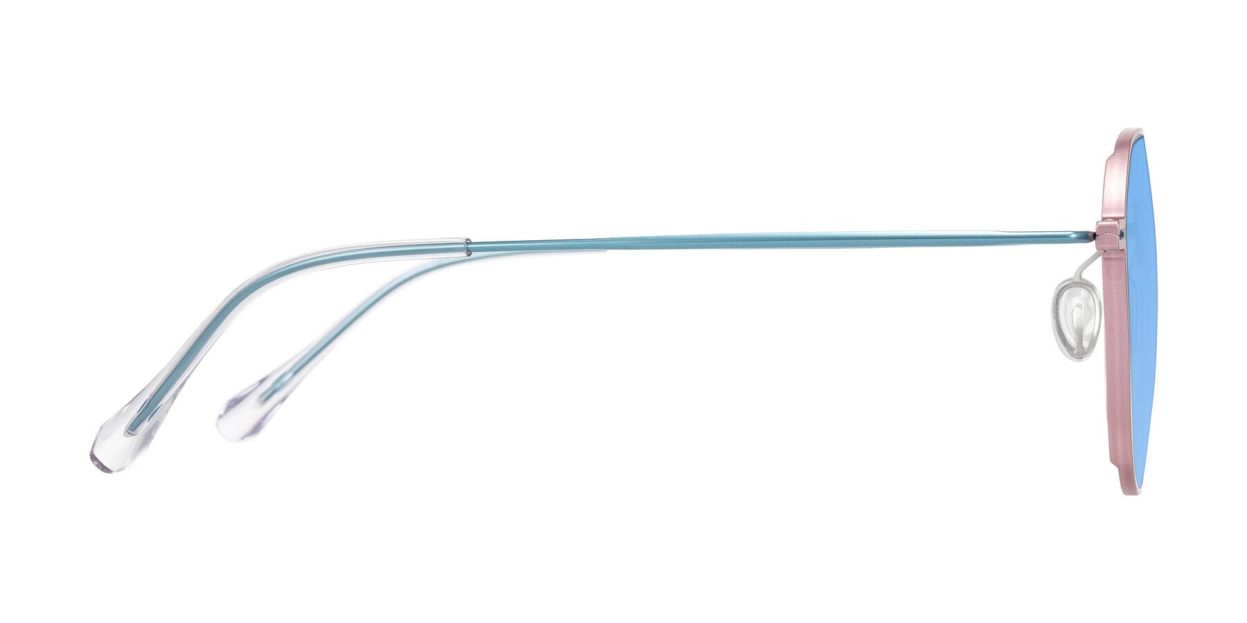 Side of Pineda in Pink/Blue with Medium Blue Tinted Lenses
