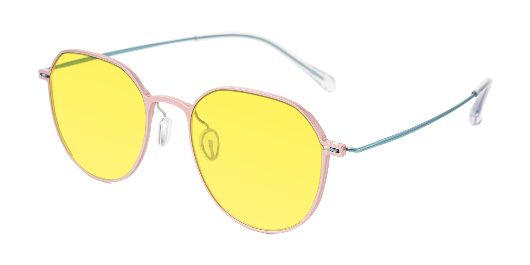 Angle of Pineda in Pink/Blue with Medium Yellow Tinted Lenses