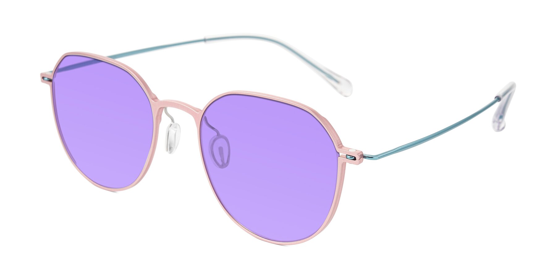 Angle of Pineda in Pink/Blue with Medium Purple Tinted Lenses