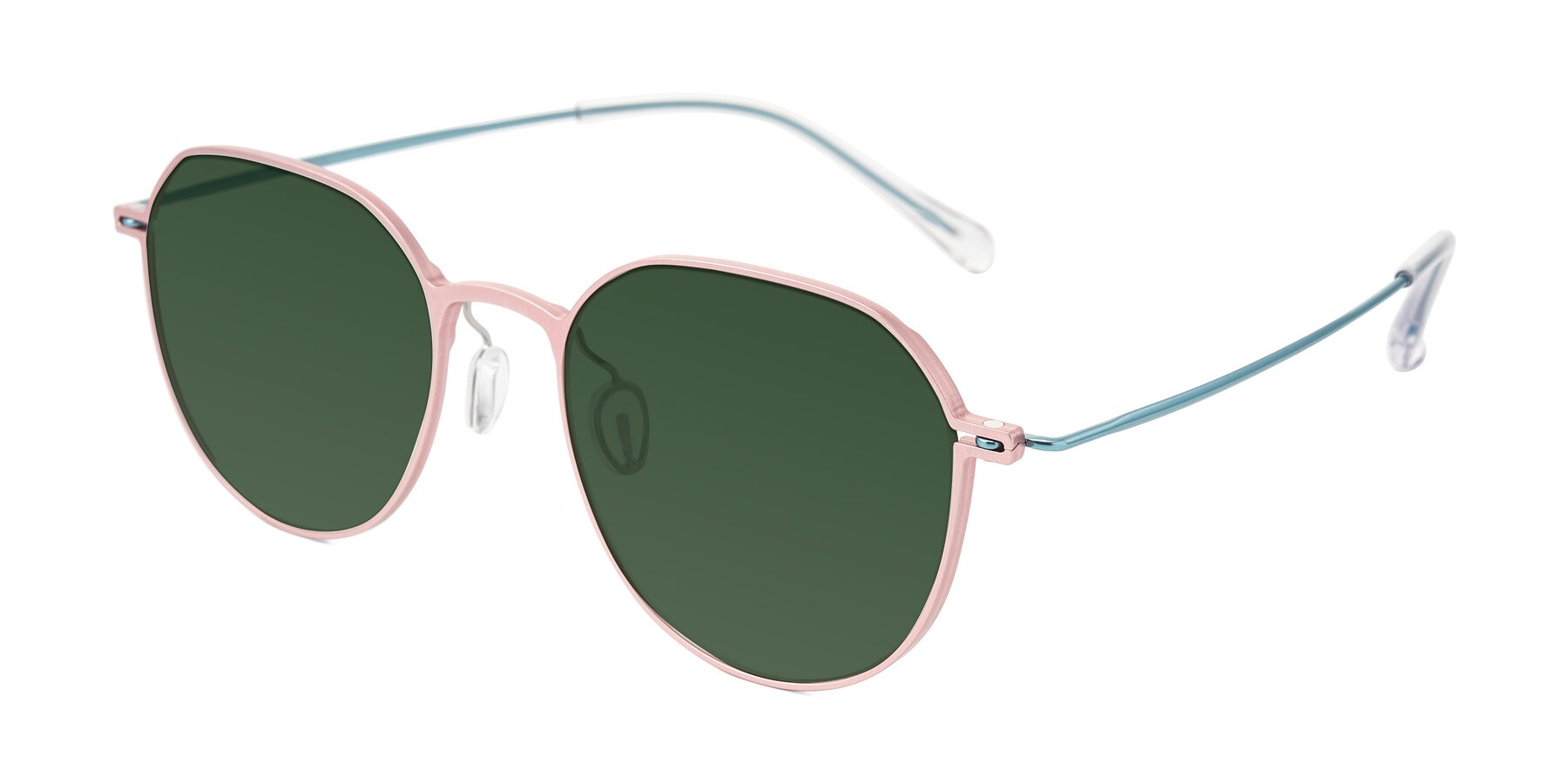 Angle of Pineda in Pink/Blue with Green Tinted Lenses