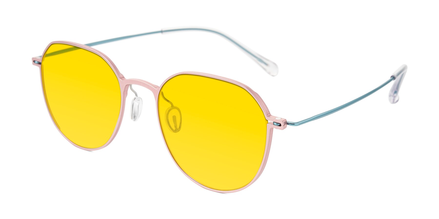 Angle of Pineda in Pink/Blue with Yellow Tinted Lenses