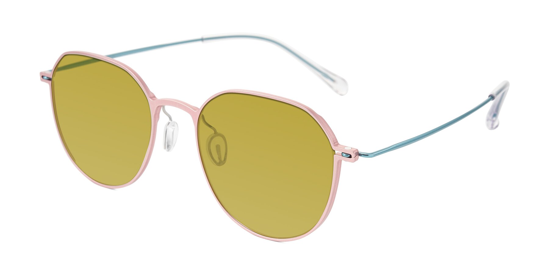 Angle of Pineda in Pink/Blue with Champagne Tinted Lenses