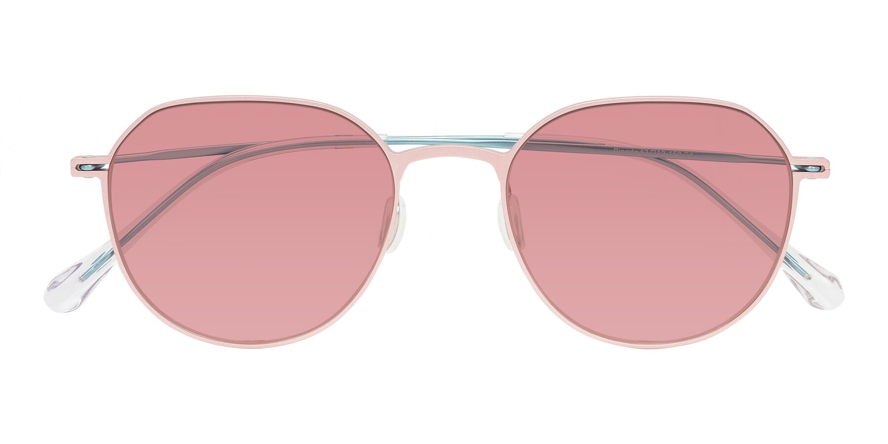 Folded Front of Pineda in Pink/Blue with Medium Garnet Tinted Lenses