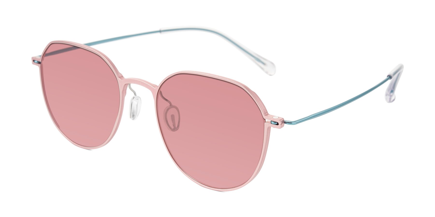 Angle of Pineda in Pink/Blue with Medium Garnet Tinted Lenses