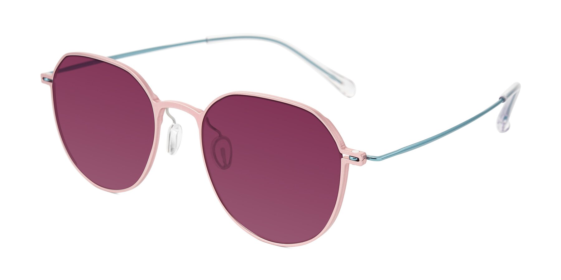 Angle of Pineda in Pink/Blue with Wine Tinted Lenses
