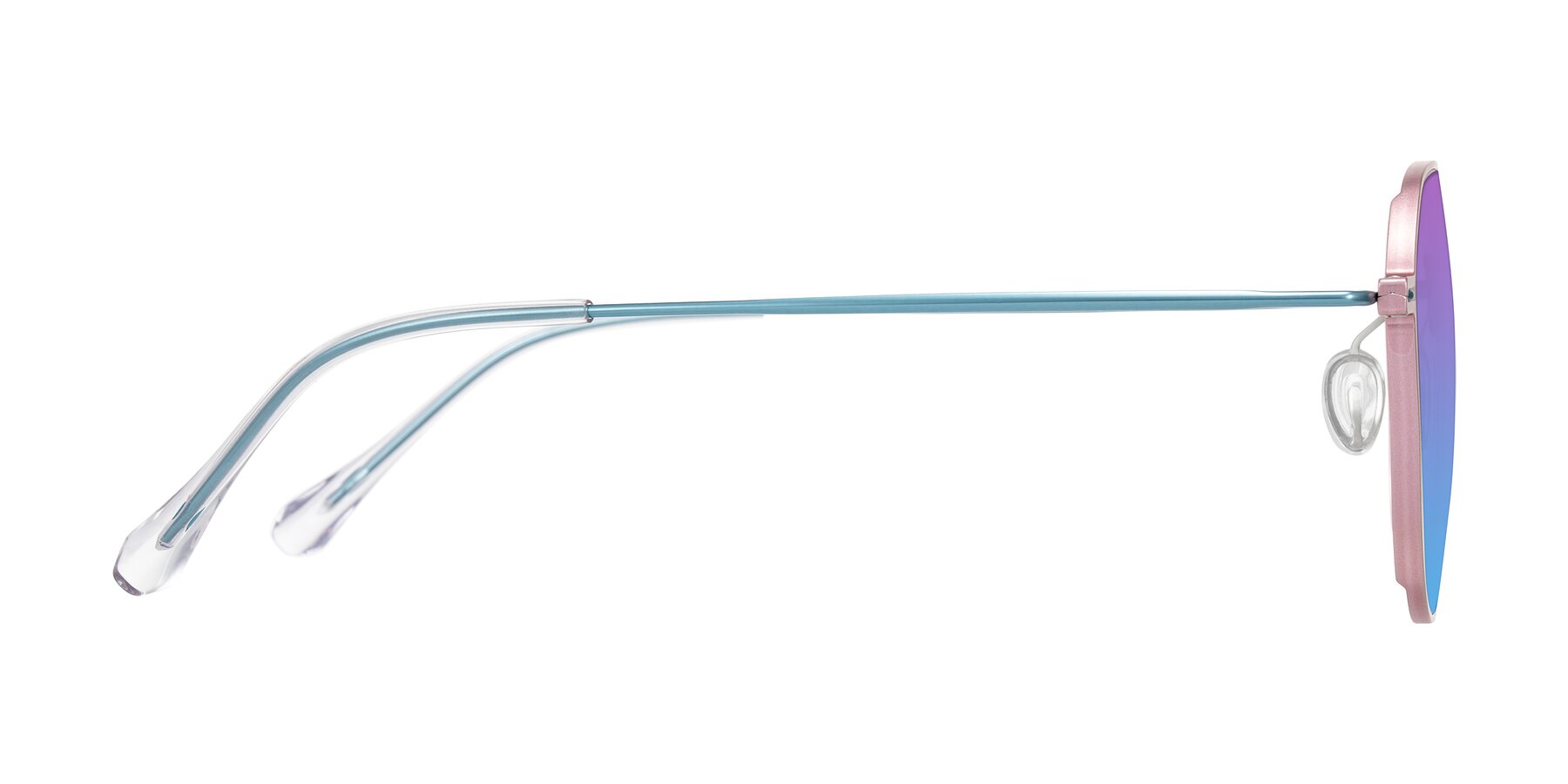 Side of Pineda in Pink/Blue with Purple / Blue Gradient Lenses