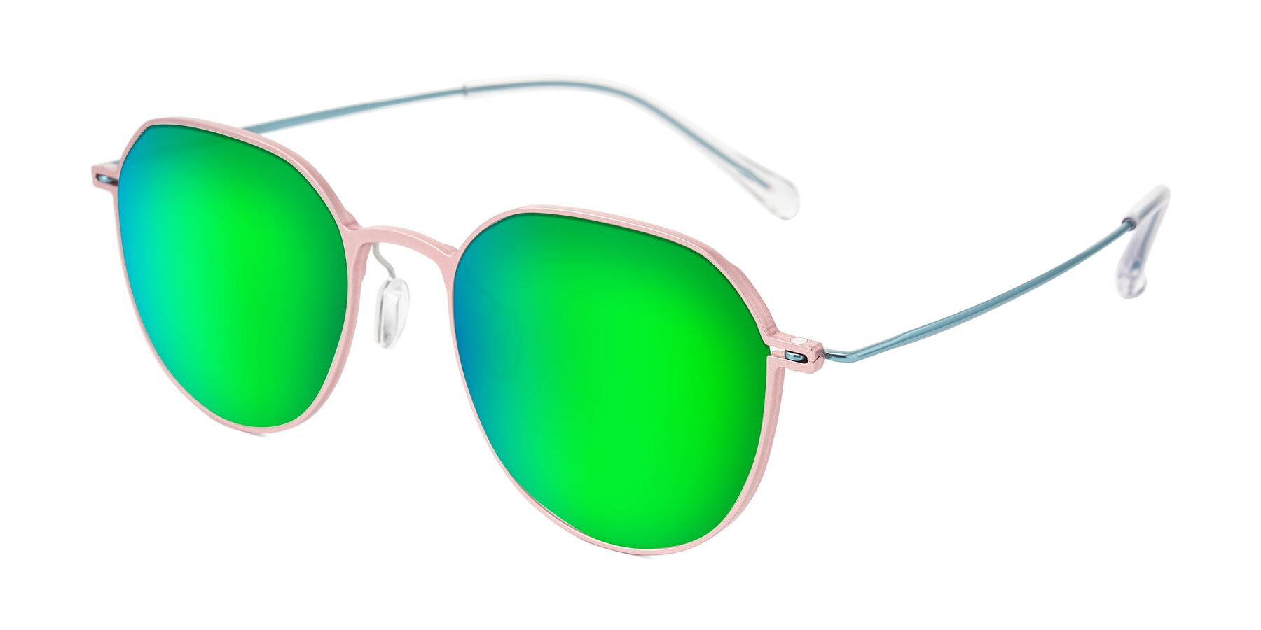 Angle of Pineda in Pink/Blue with Green Mirrored Lenses