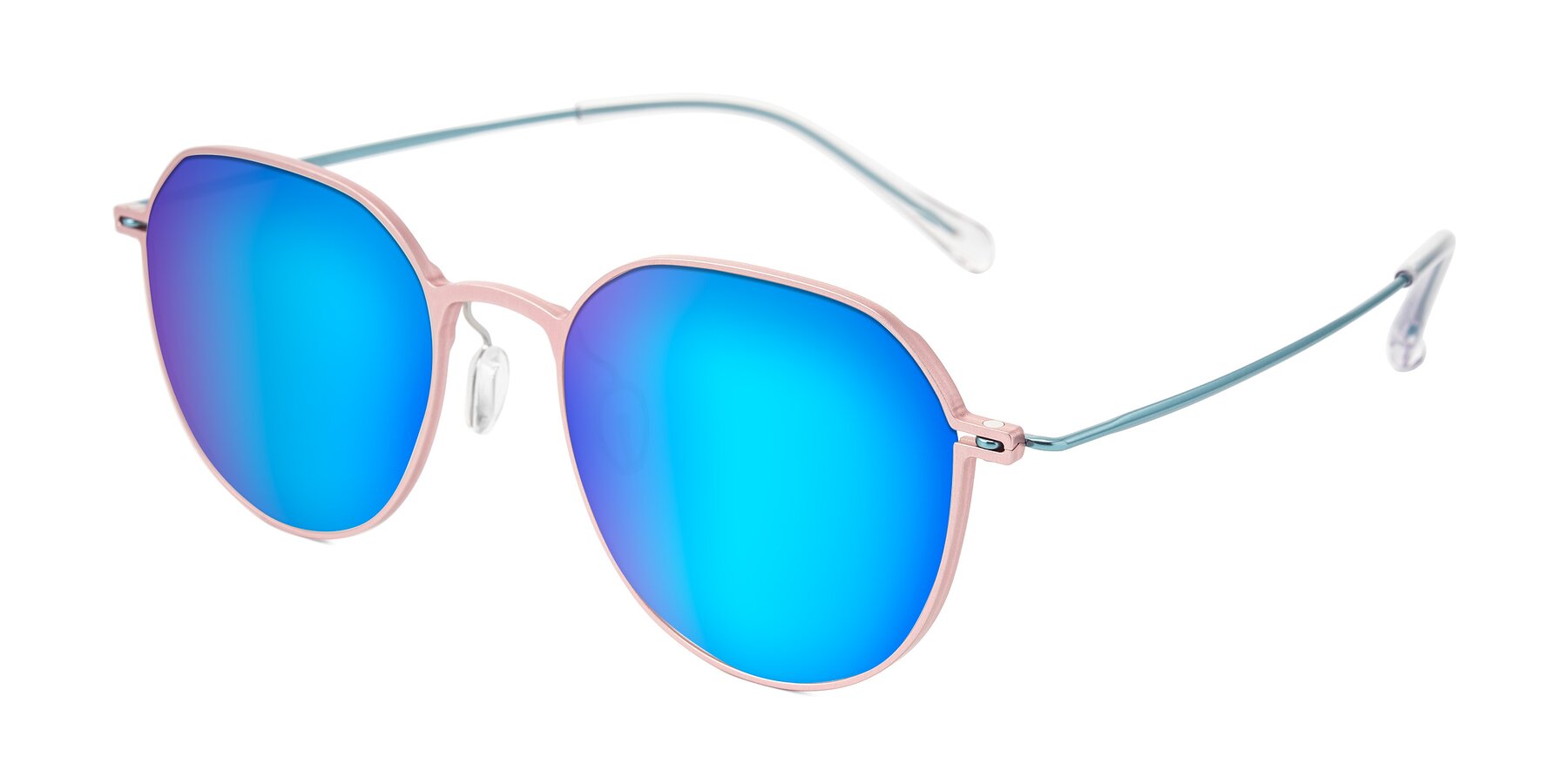 Angle of Pineda in Pink/Blue with Blue Mirrored Lenses