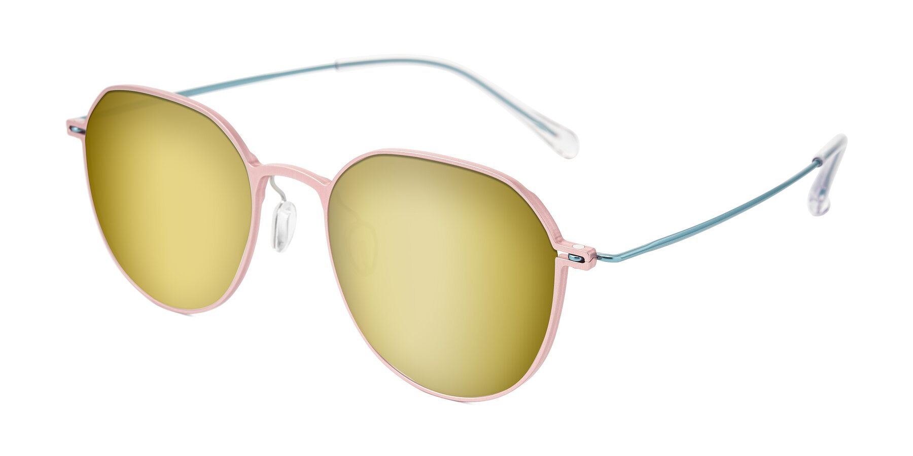 Angle of Pineda in Pink/Blue with Gold Mirrored Lenses