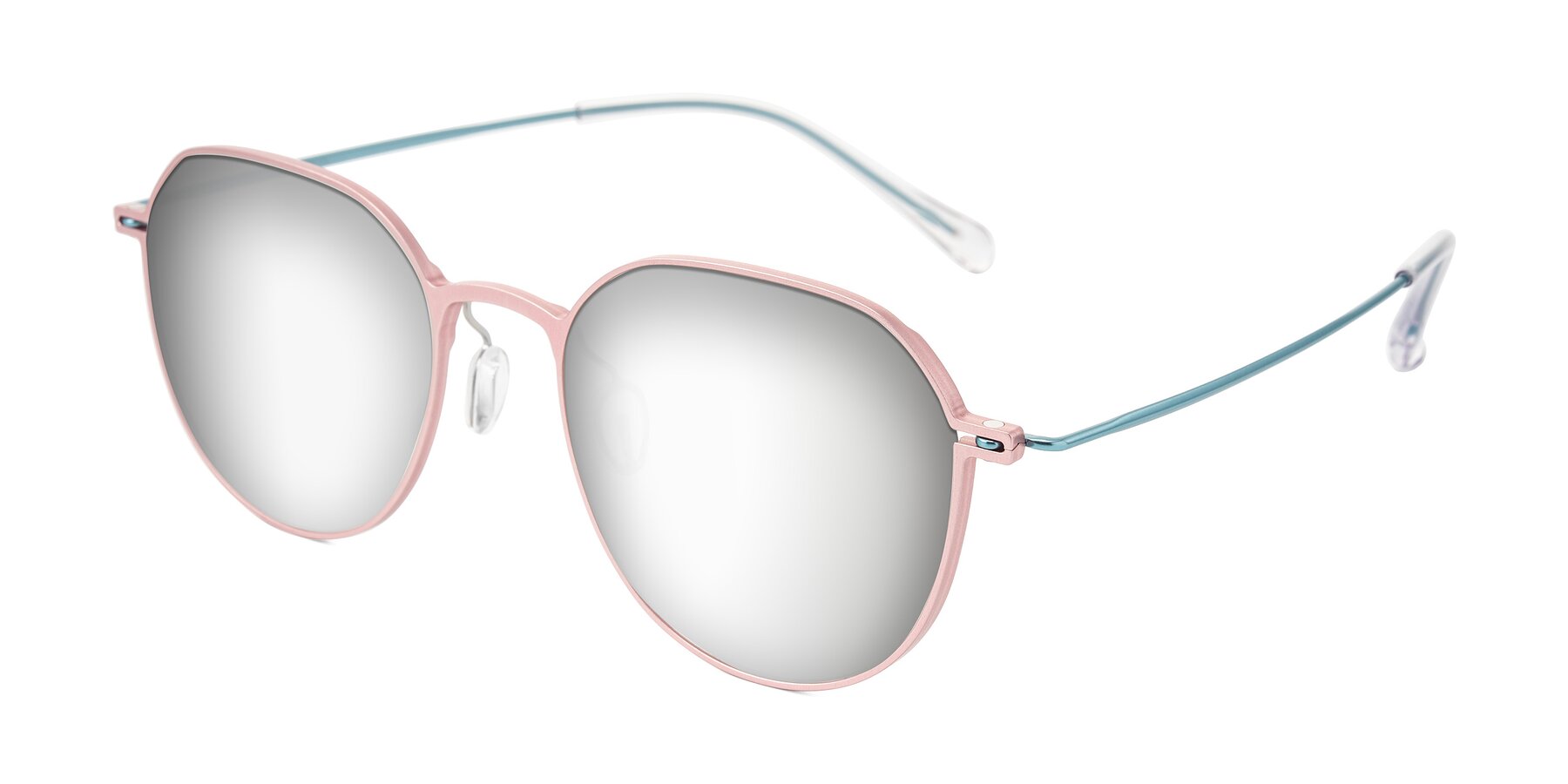 Angle of Pineda in Pink/Blue with Silver Mirrored Lenses