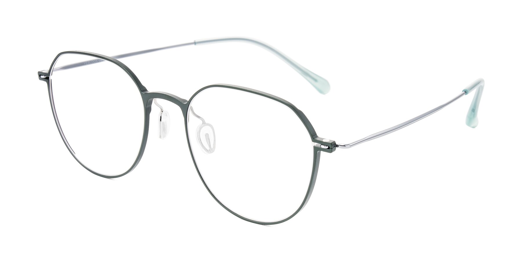 Angle of Pineda in Dark Green/Silver with Clear Eyeglass Lenses