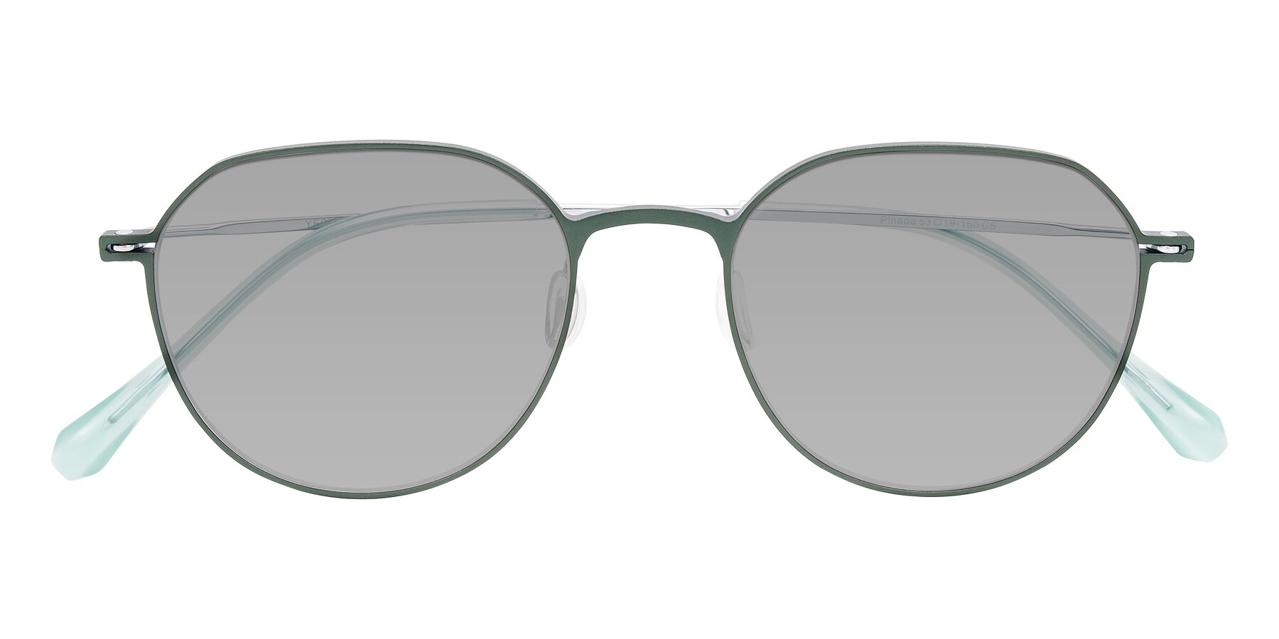 Folded Front of Pineda in Dark Green/Silver with Light Gray Tinted Lenses