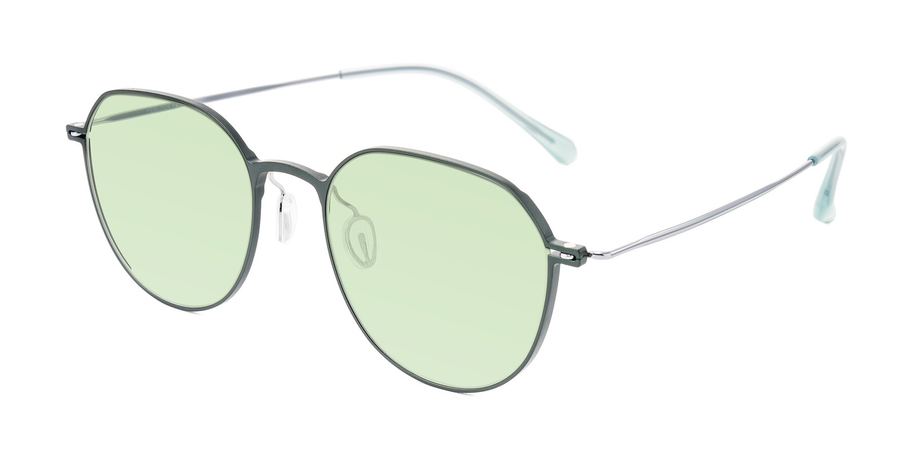Angle of Pineda in Dark Green/Silver with Light Green Tinted Lenses
