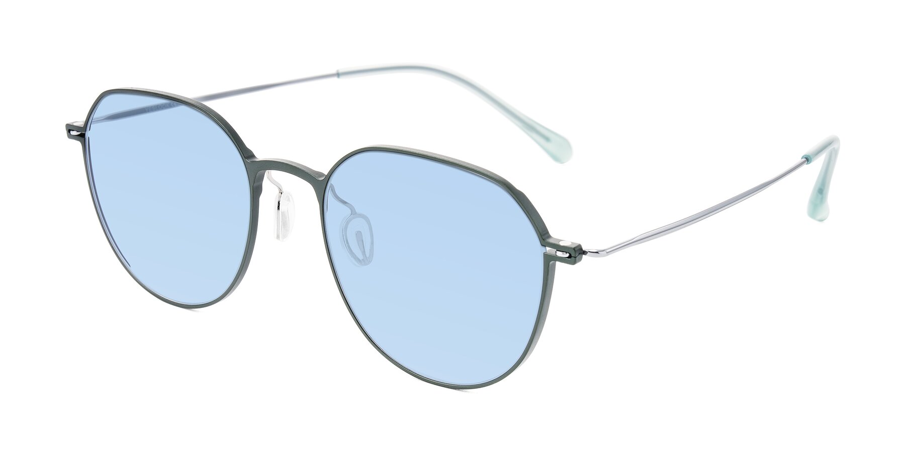 Angle of Pineda in Dark Green/Silver with Light Blue Tinted Lenses