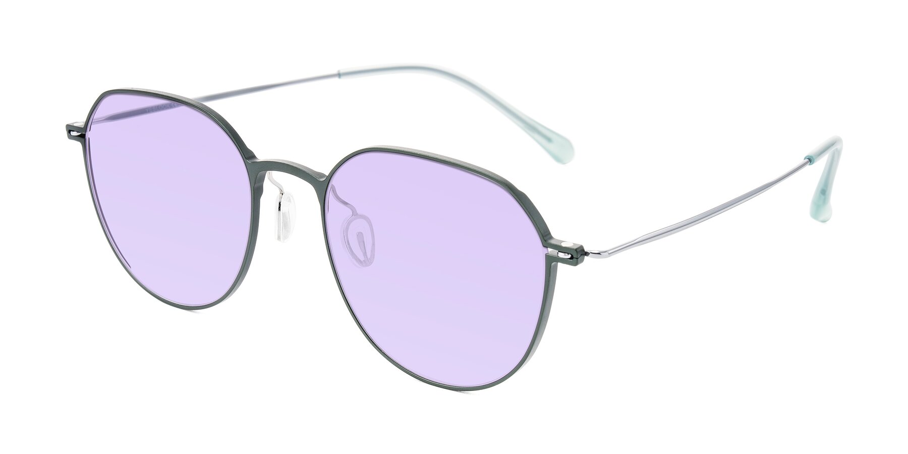 Angle of Pineda in Dark Green/Silver with Light Purple Tinted Lenses