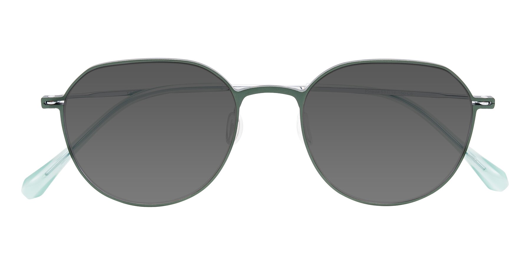 Folded Front of Pineda in Dark Green/Silver with Medium Gray Tinted Lenses