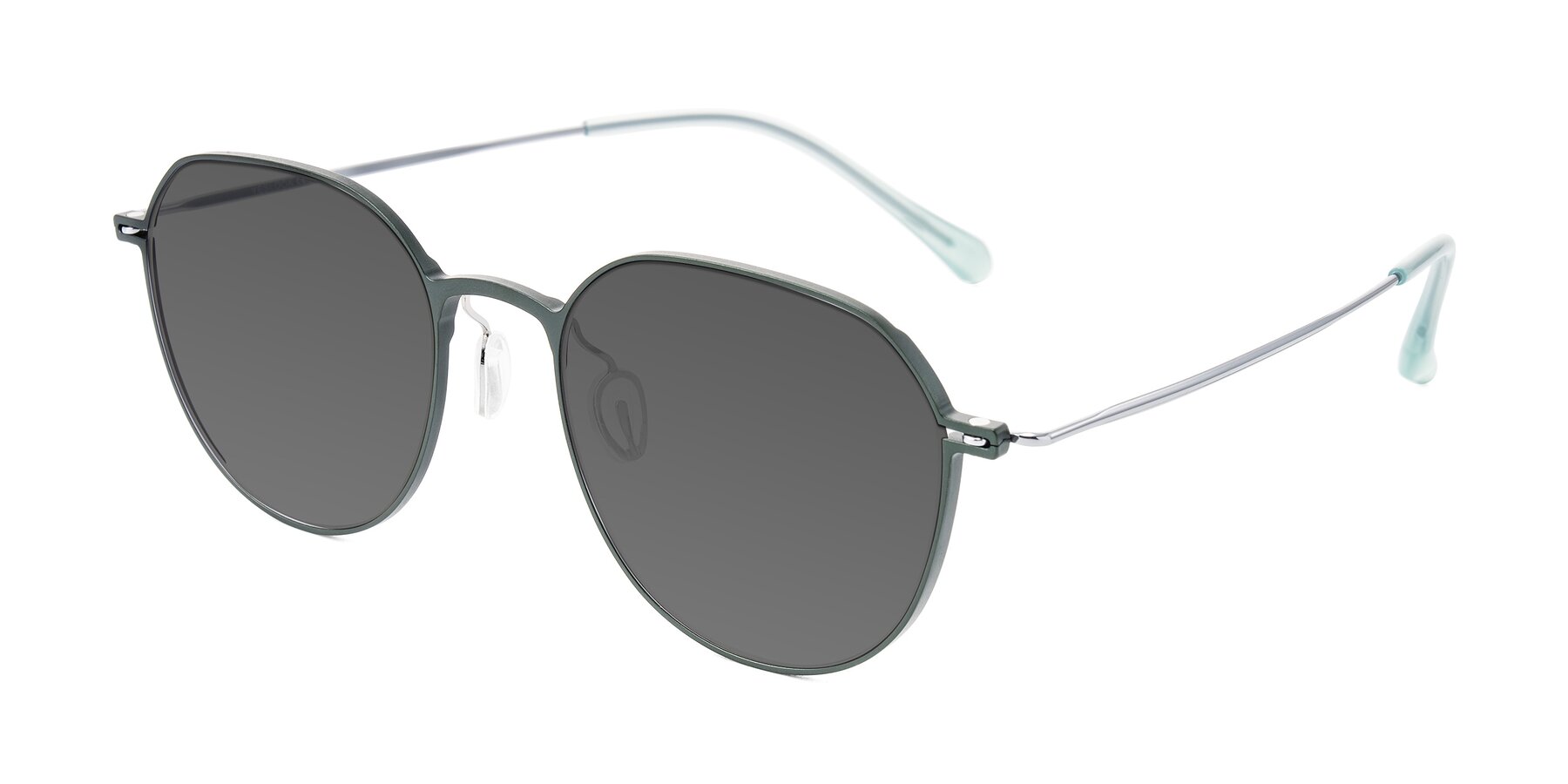 Angle of Pineda in Dark Green/Silver with Medium Gray Tinted Lenses