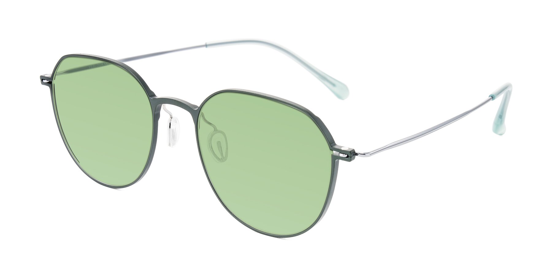 Angle of Pineda in Dark Green/Silver with Medium Green Tinted Lenses