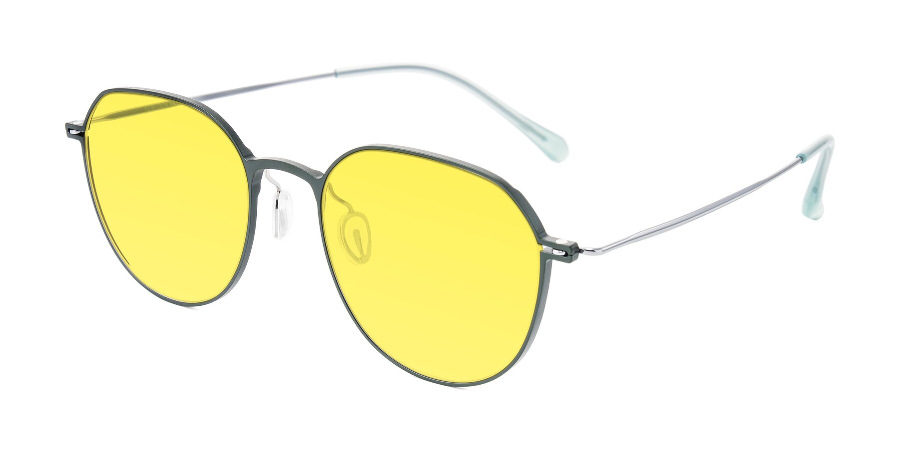 Angle of Pineda in Dark Green/Silver with Medium Yellow Tinted Lenses