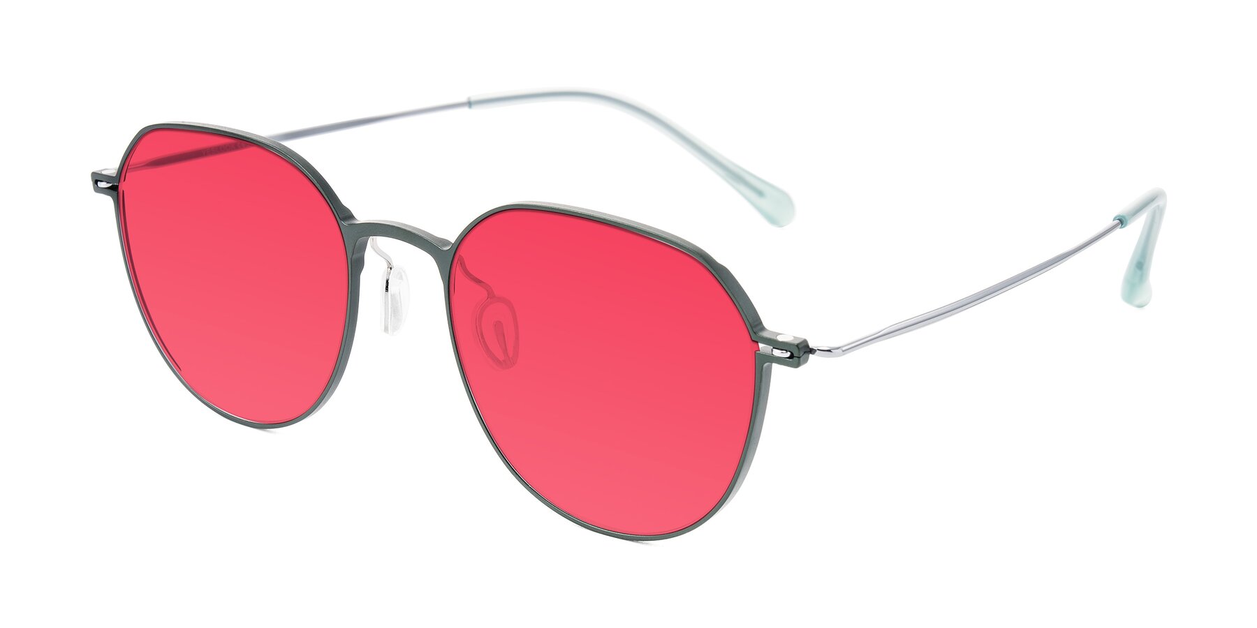 Angle of Pineda in Dark Green/Silver with Red Tinted Lenses