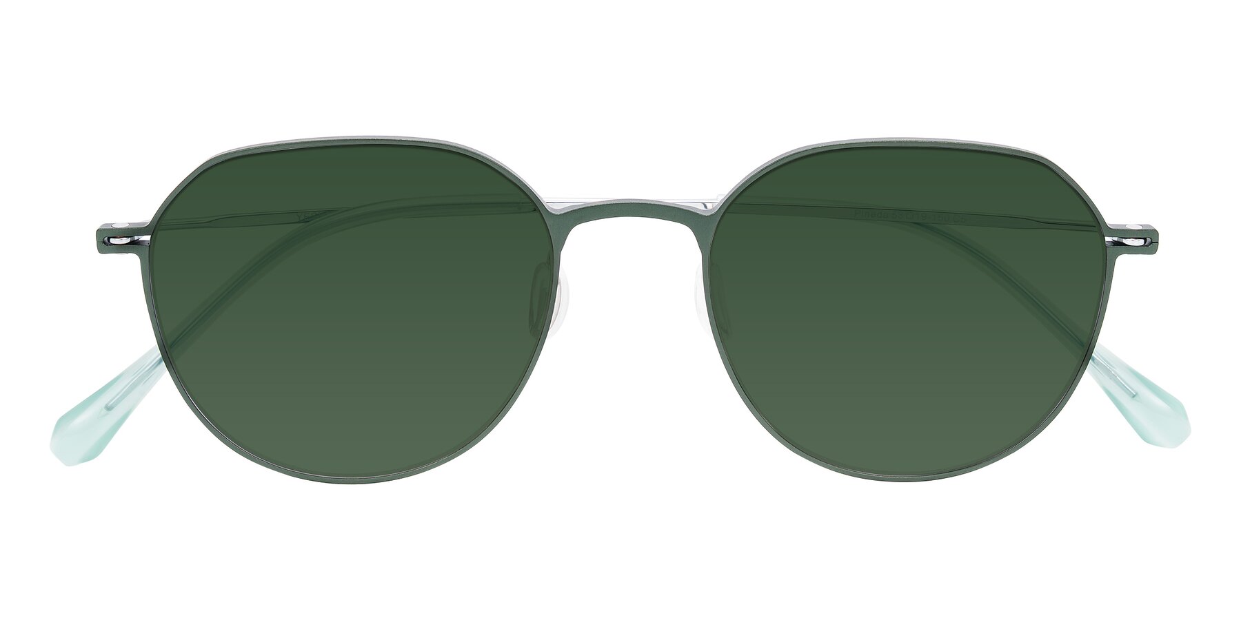 Folded Front of Pineda in Dark Green/Silver with Green Tinted Lenses