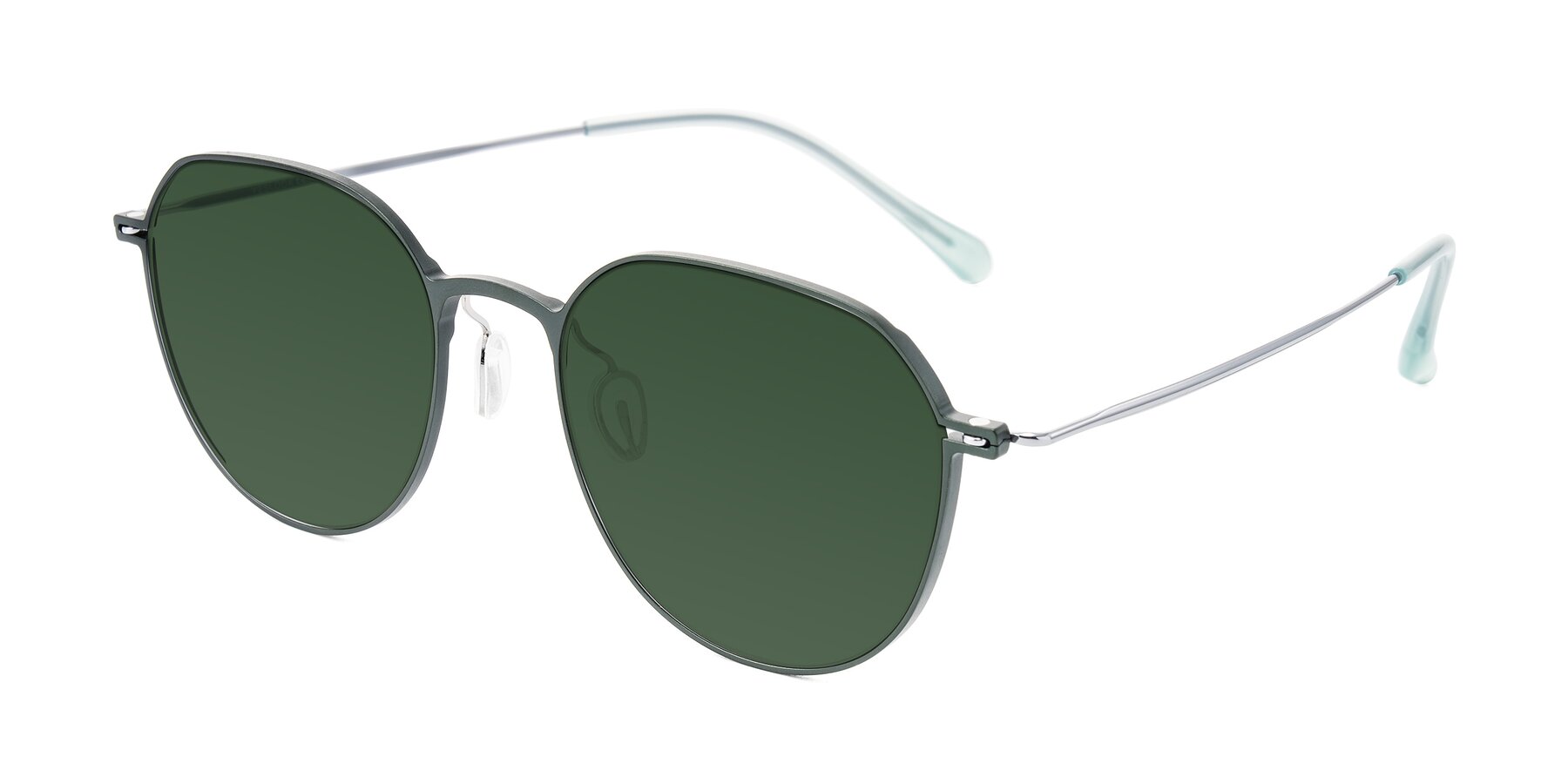 Angle of Pineda in Dark Green/Silver with Green Tinted Lenses