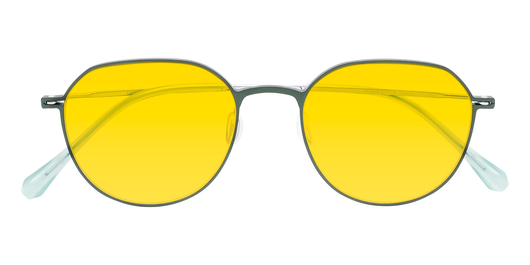 Folded Front of Pineda in Dark Green/Silver with Yellow Tinted Lenses
