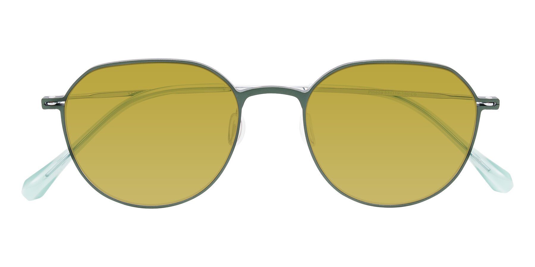 Folded Front of Pineda in Dark Green/Silver with Champagne Tinted Lenses