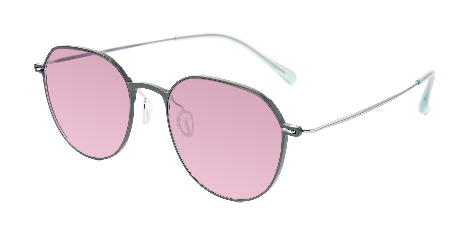Angle of Pineda in Dark Green/Silver with Light Wine Tinted Lenses