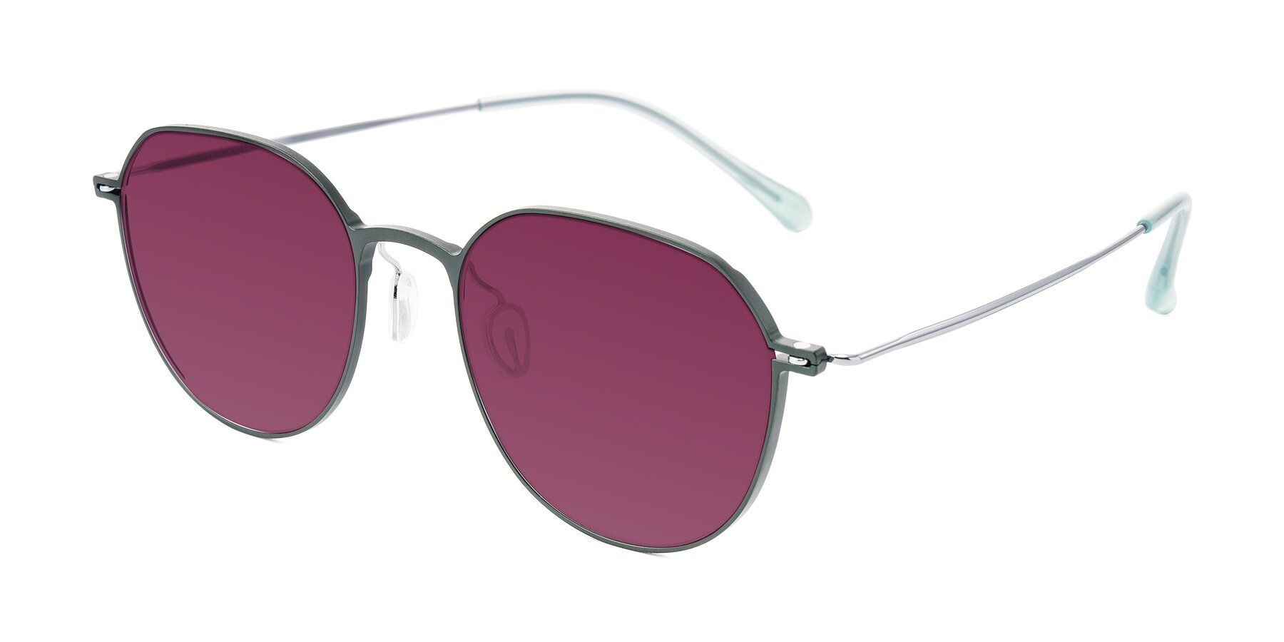 Angle of Pineda in Dark Green/Silver with Wine Tinted Lenses