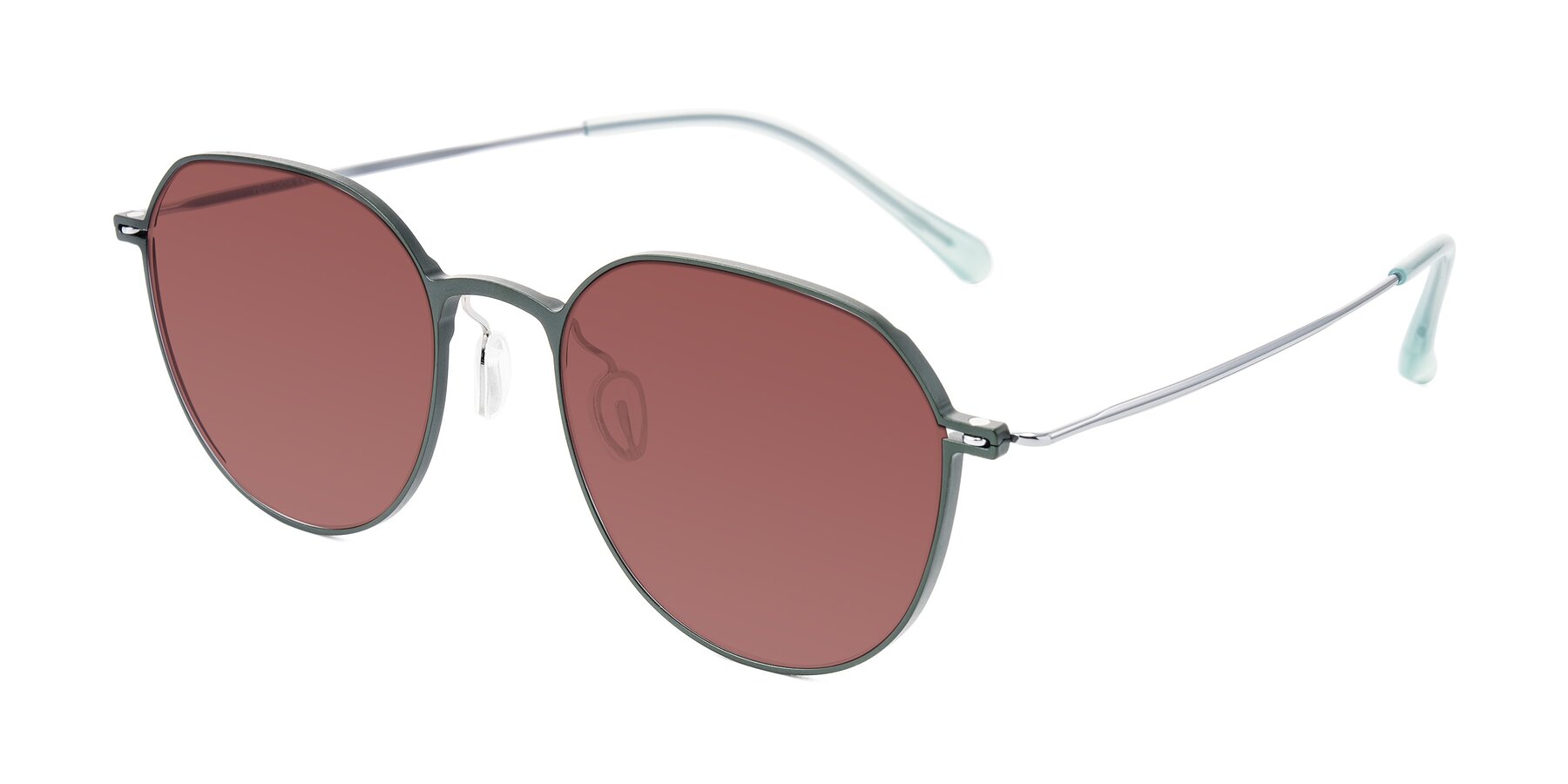 Angle of Pineda in Dark Green/Silver with Garnet Tinted Lenses