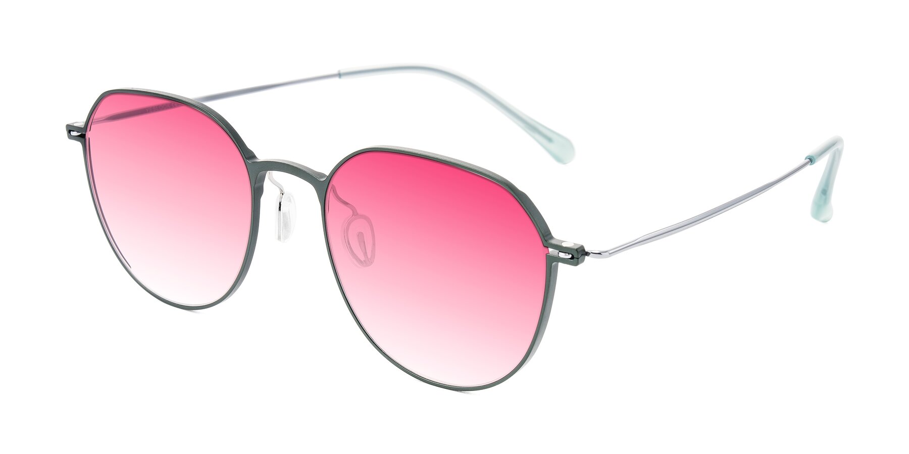 Angle of Pineda in Dark Green/Silver with Pink Gradient Lenses