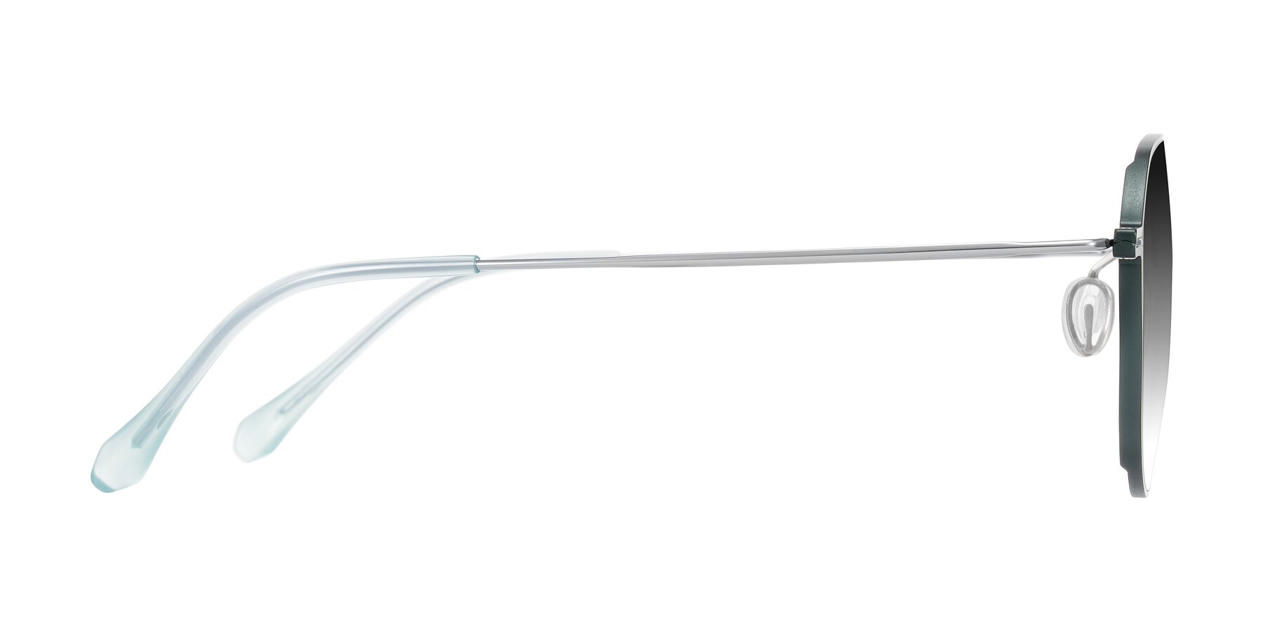 Side of Pineda in Dark Green/Silver with Gray Gradient Lenses