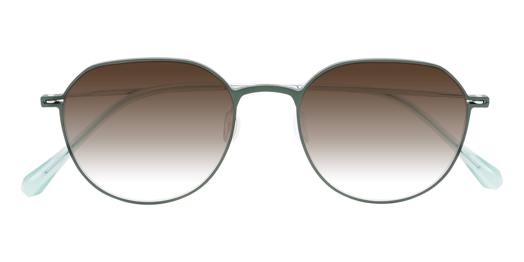 Folded Front of Pineda in Dark Green/Silver with Brown Gradient Lenses