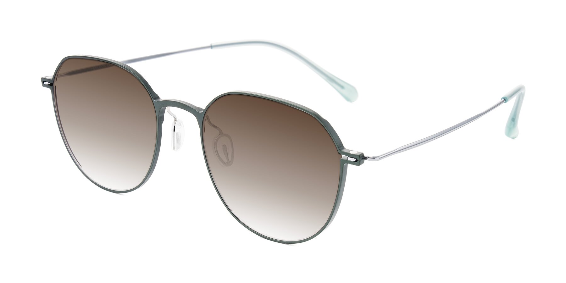 Angle of Pineda in Dark Green/Silver with Brown Gradient Lenses
