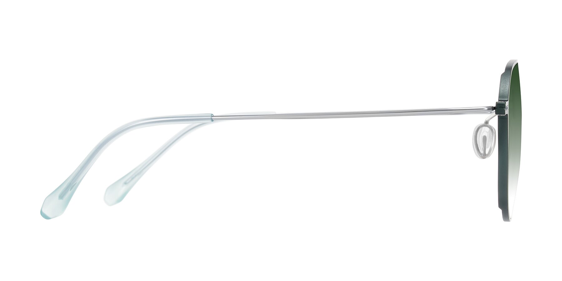 Side of Pineda in Dark Green/Silver with Green Gradient Lenses