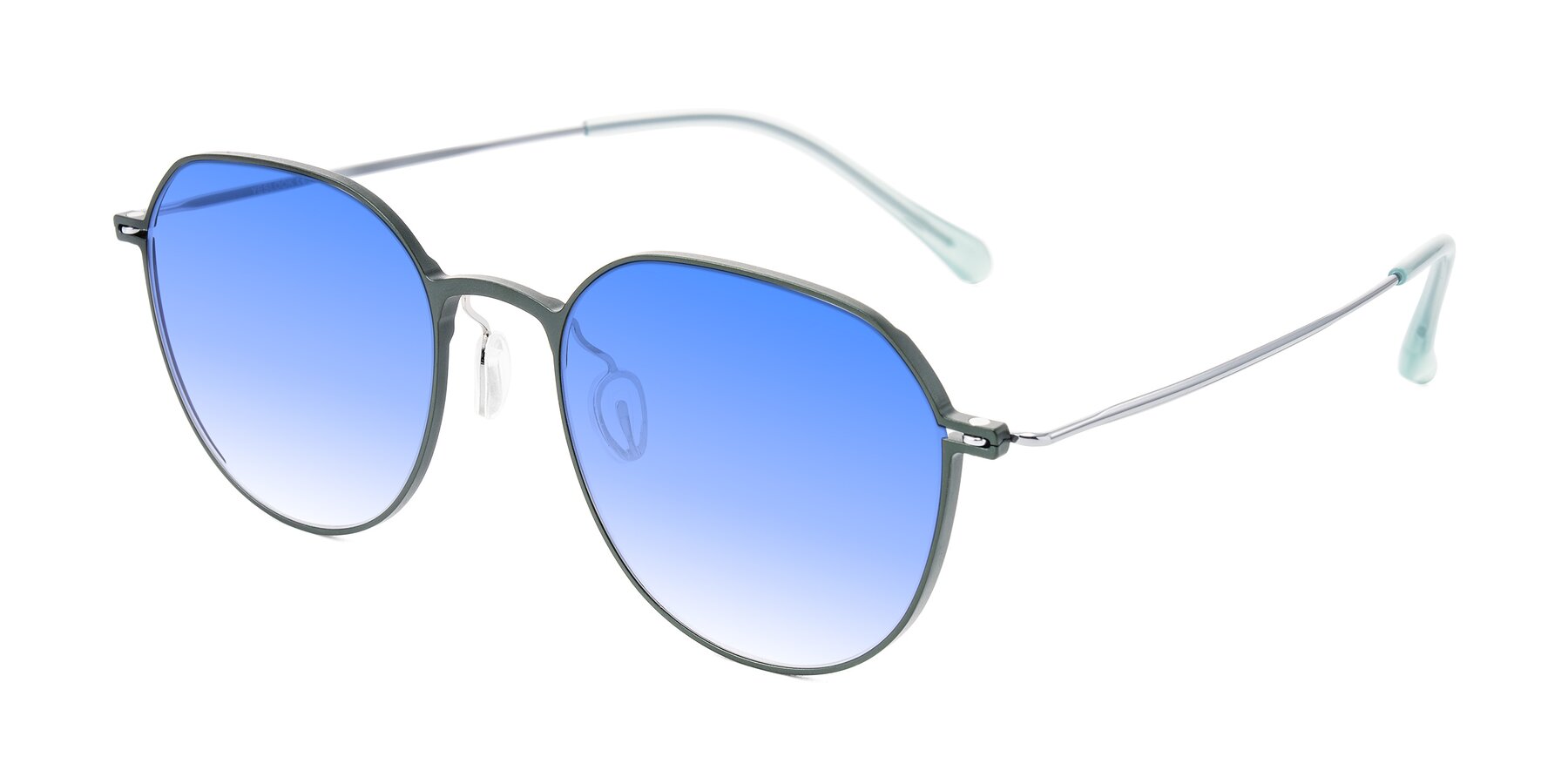 Angle of Pineda in Dark Green/Silver with Blue Gradient Lenses