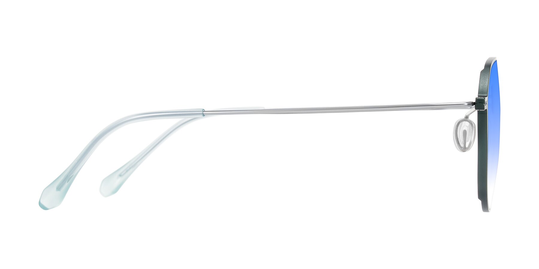 Side of Pineda in Dark Green/Silver with Blue Gradient Lenses