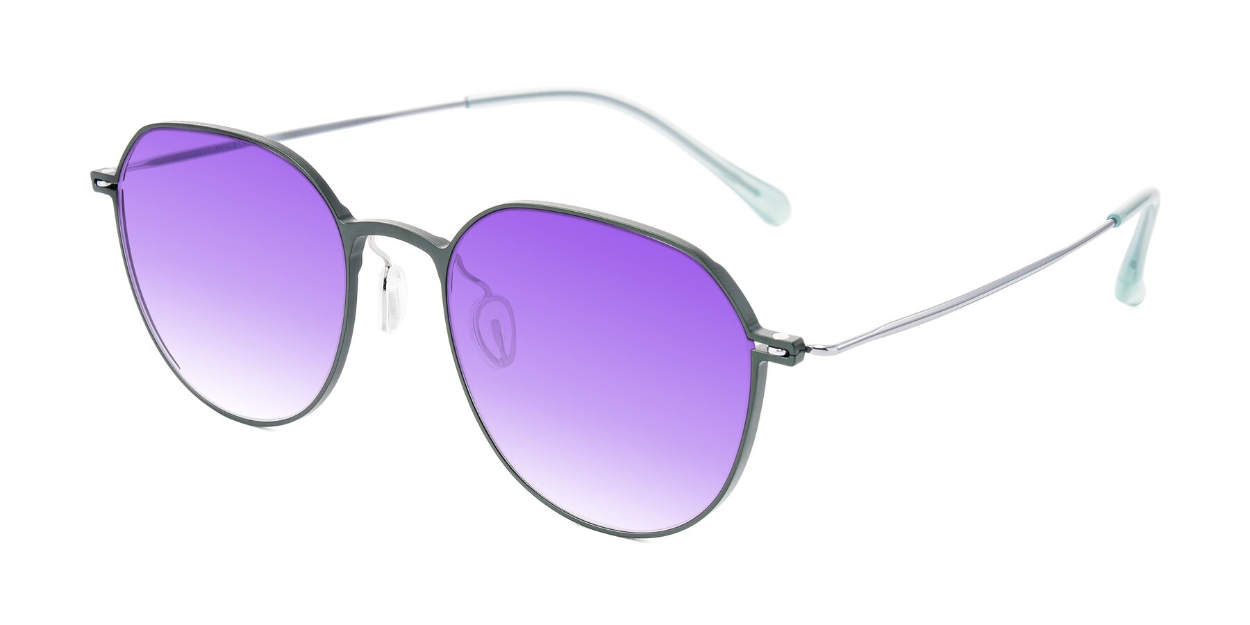 Angle of Pineda in Dark Green/Silver with Purple Gradient Lenses
