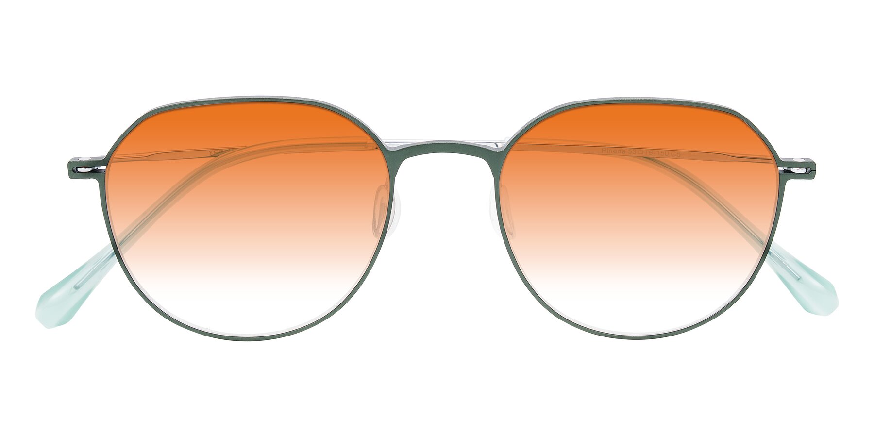 Folded Front of Pineda in Dark Green/Silver with Orange Gradient Lenses