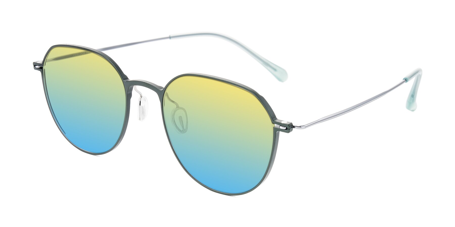 Angle of Pineda in Dark Green/Silver with Yellow / Blue Gradient Lenses