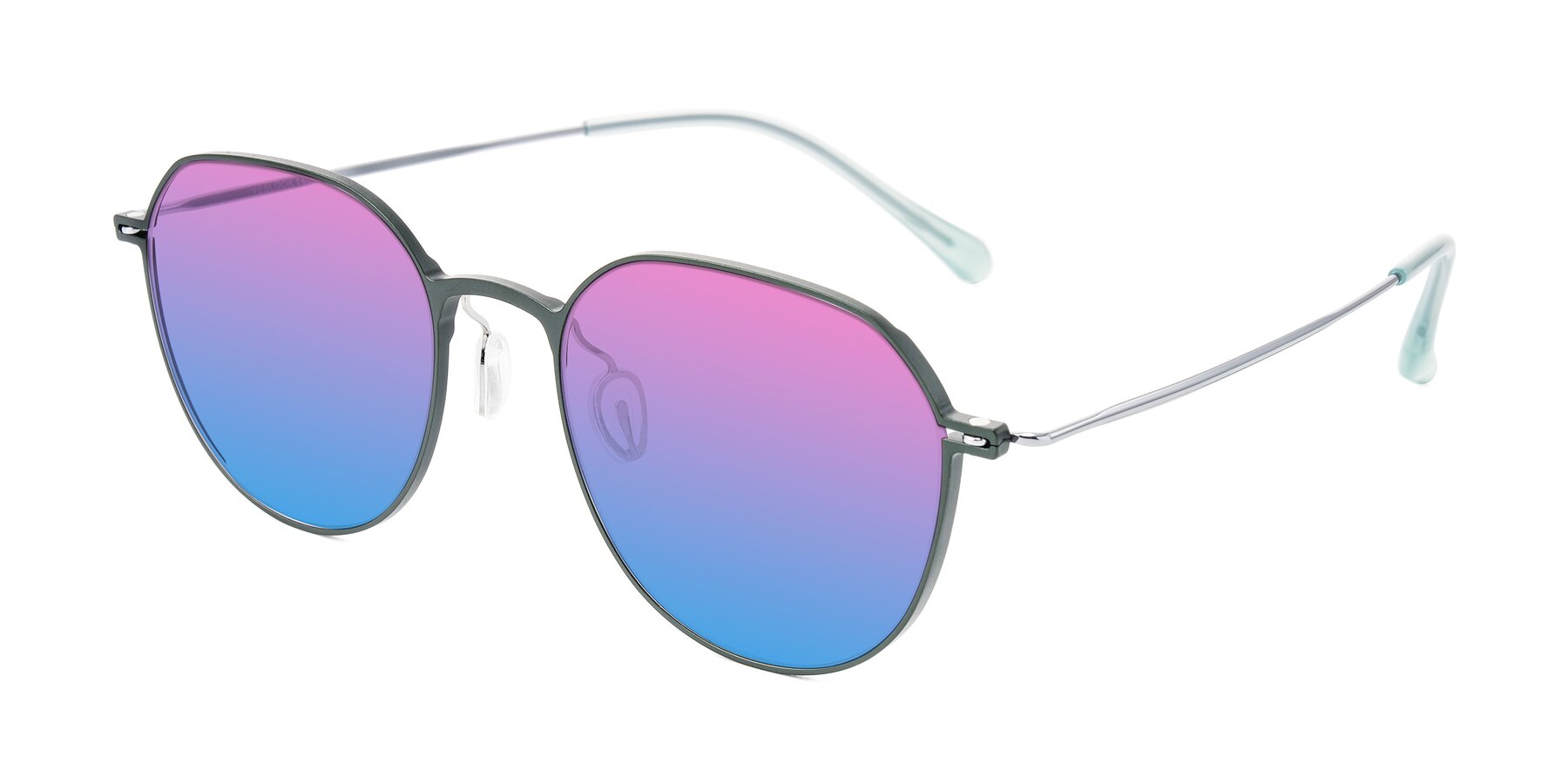 Angle of Pineda in Dark Green/Silver with Pink / Blue Gradient Lenses