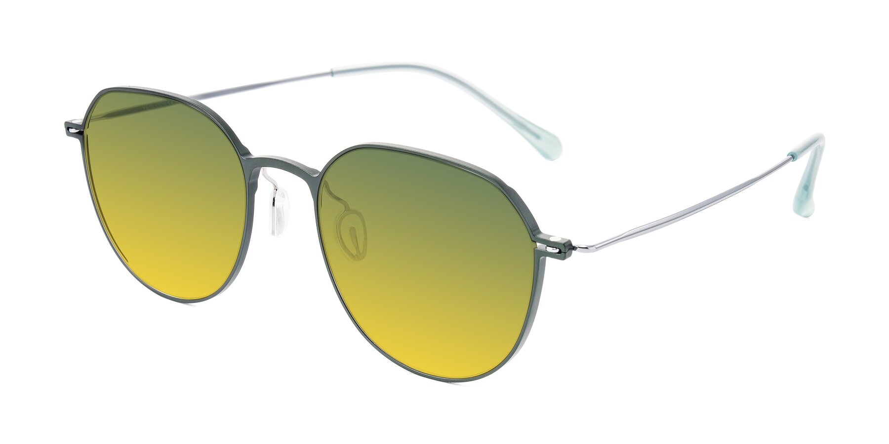 Angle of Pineda in Dark Green/Silver with Green / Yellow Gradient Lenses