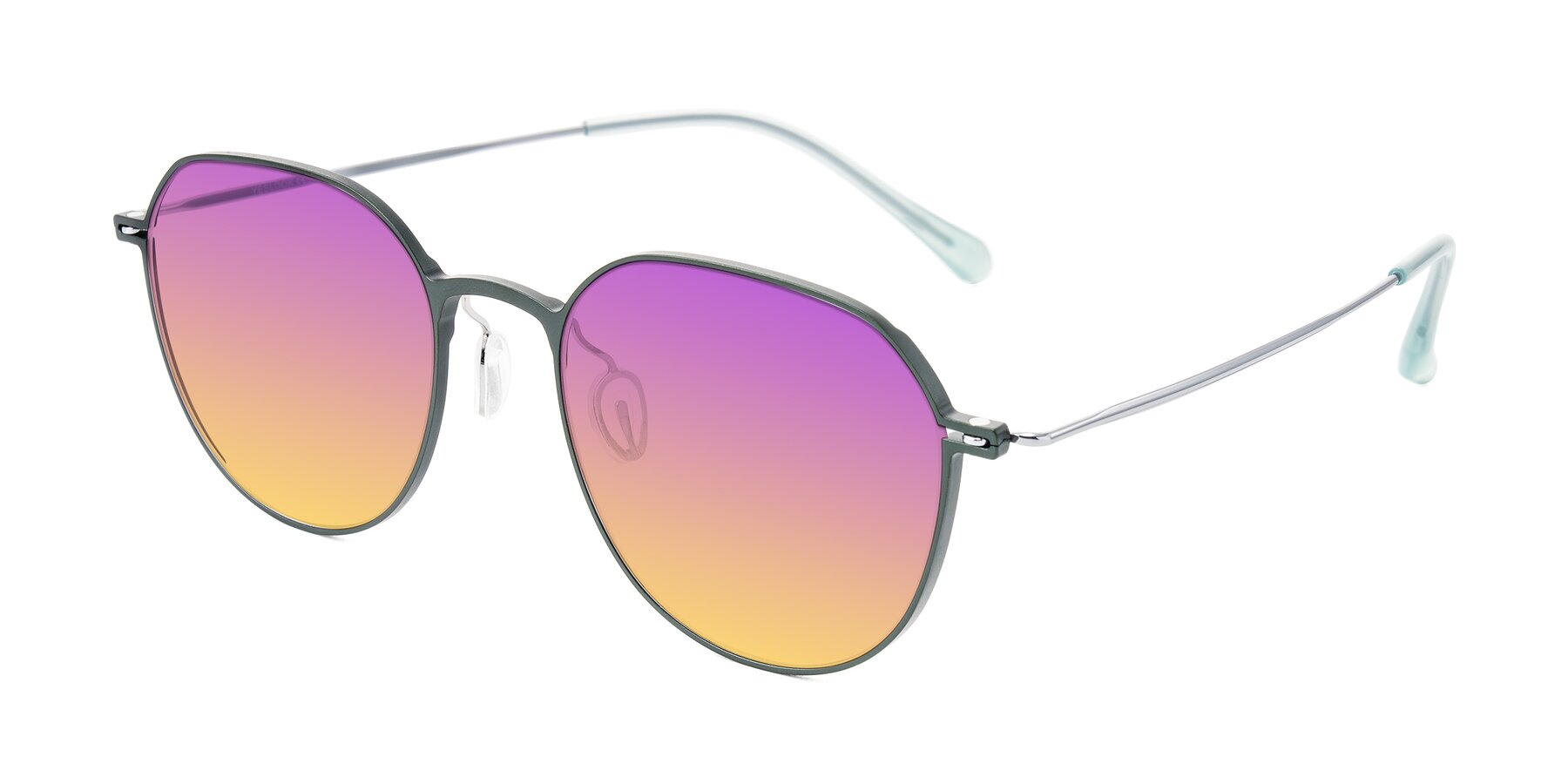Angle of Pineda in Dark Green/Silver with Purple / Yellow Gradient Lenses